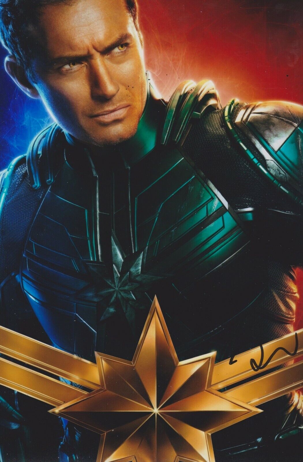 Jude Law Signed Captain Marvel 12x8 Photo Poster painting AFTAL