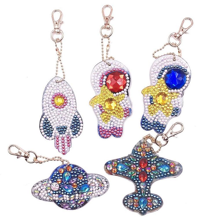 5pcs DIY Planet Full Drill Special Shaped Diamond Painting Keychains