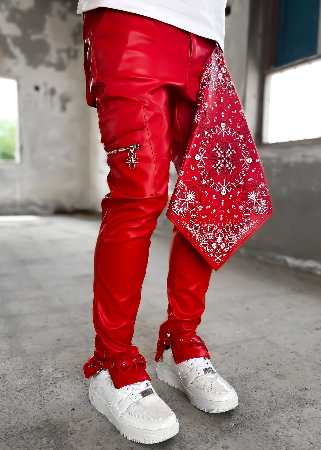 Blood Red Dead Or Alive Leather Pant