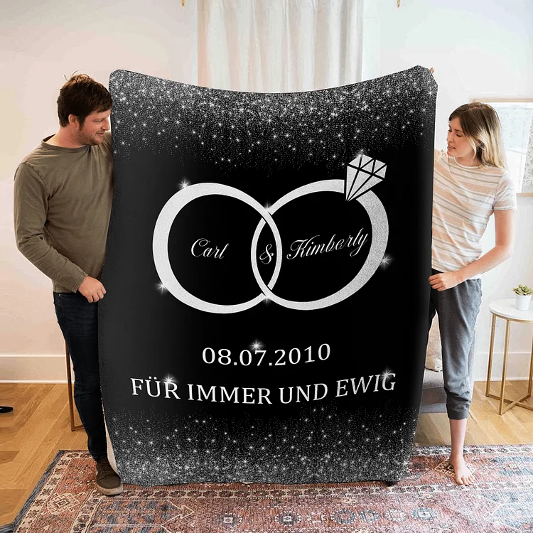 Kettenmachen Personalisierte 2 Namen & Datum Paar Ring-Für immer & ewig- Decke Für Paare