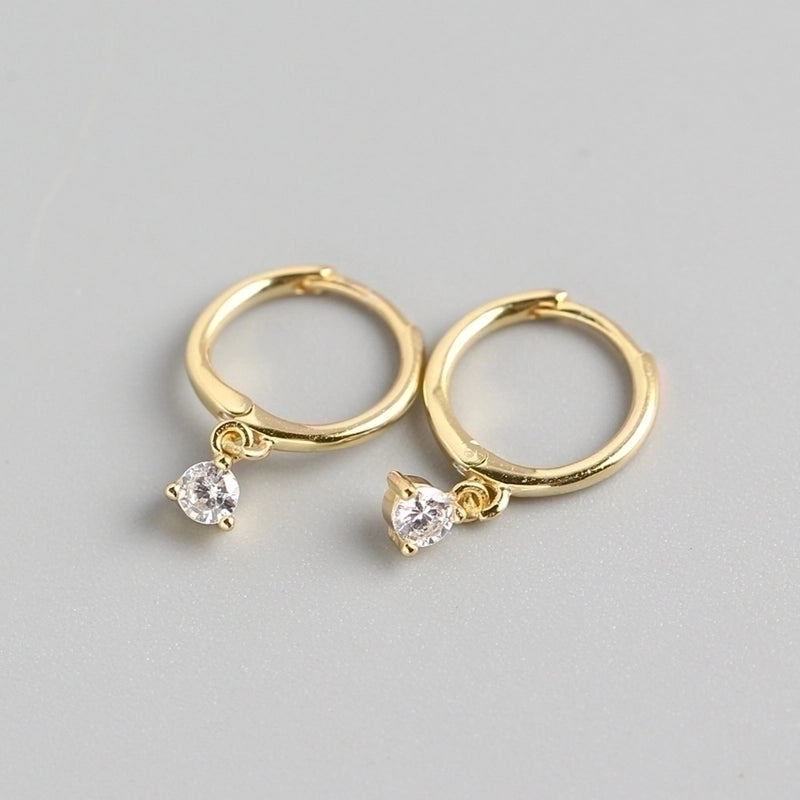 1 Pair Minimalist Water Droplets Sterling Silver Inlay Zircon Drop Earrings