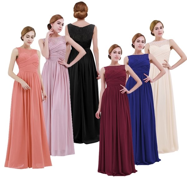 Elegant Women Ladies Chiffon Lace Bridesmaid Dress Long Evening Prom Gown Full Length - Shop Trendy Women's Fashion | TeeYours