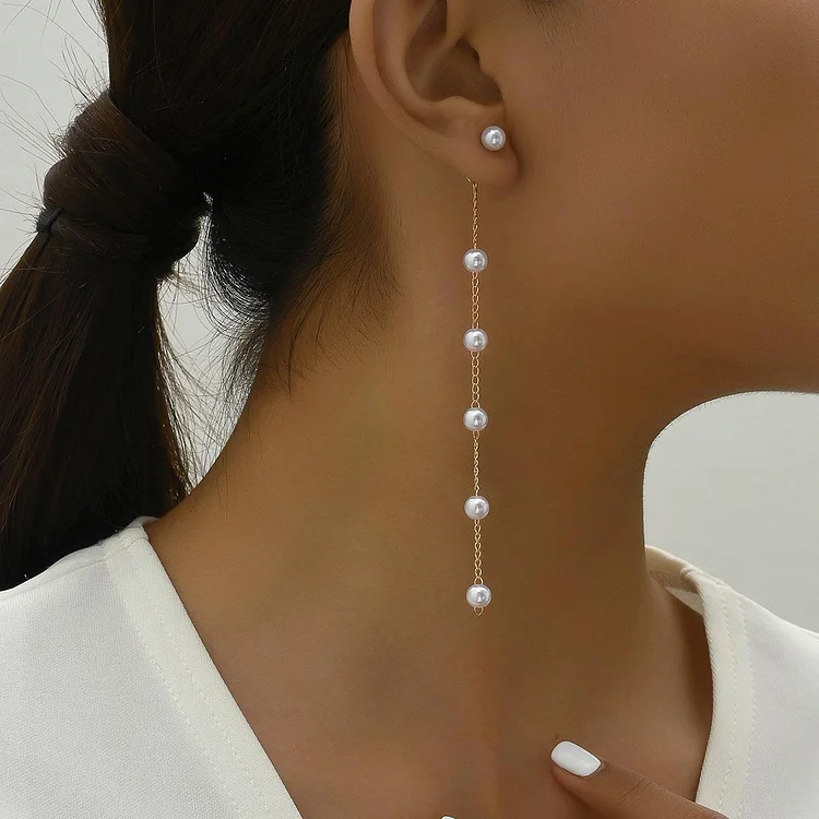 Fashionable and Versatile Pearl Tassel Earrings
