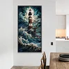 (40*80cm)Lighthouse in the Storm - Round AB Drill Diamond Painting