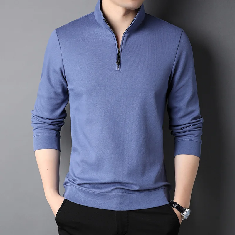 Letclo™ Men's Solid Color Zip Long Sleeve Shirt letclo Letclo