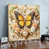 Framed Diamond Painting - Special Shaped - Yellow Butterfly and Flowers (25x25cm)