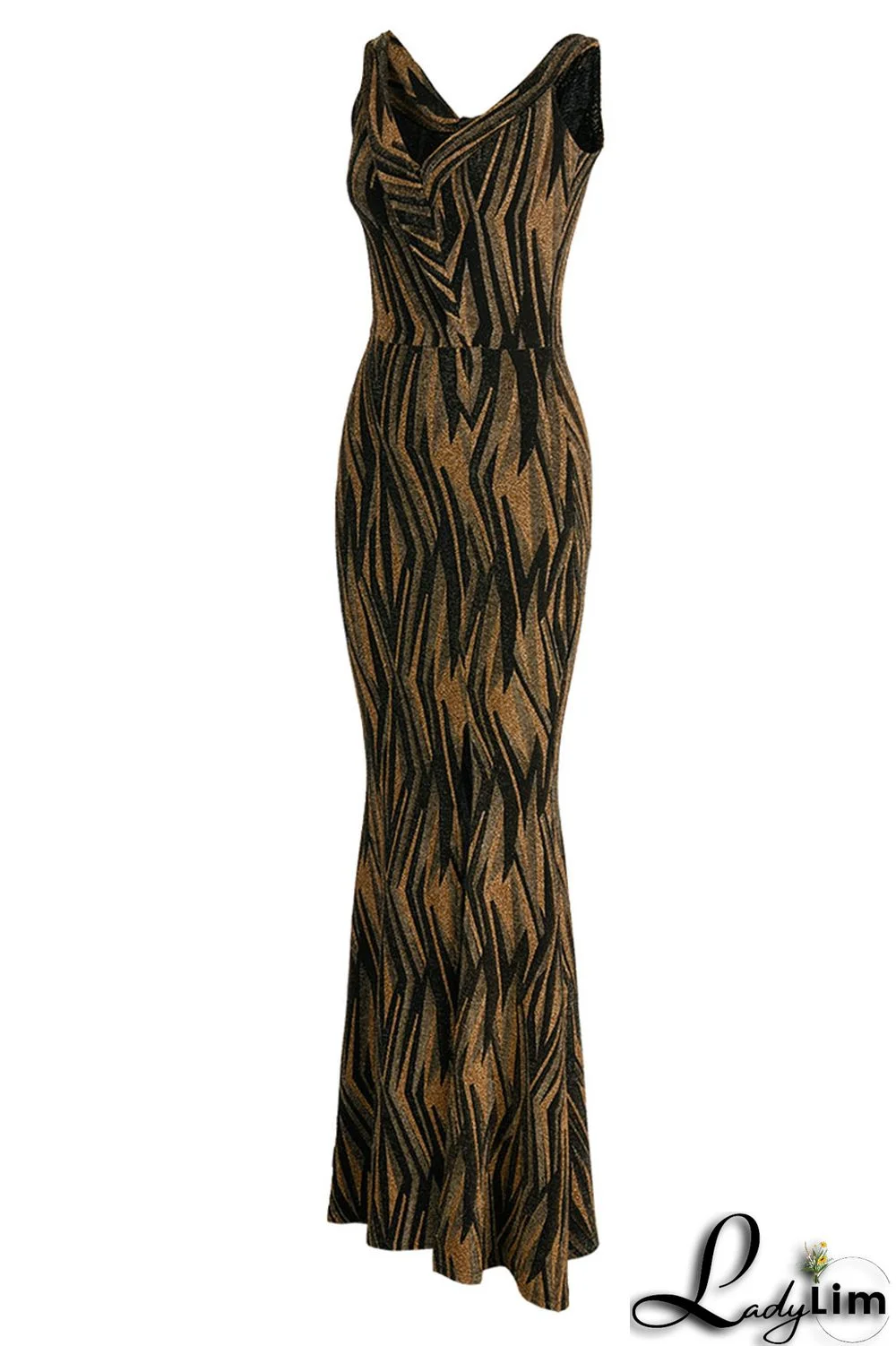 Gold Sexy Patchwork Off the Shoulder Off The Shoulder Dresses