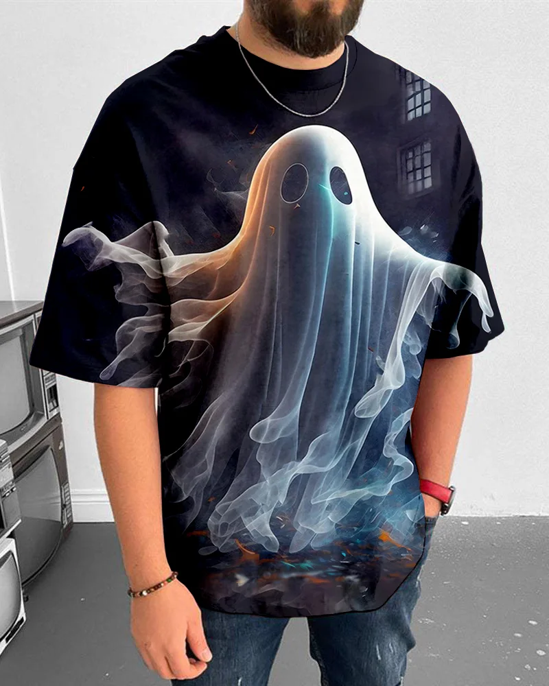 Suitmens Men's Halloween Ghost Short Sleeve T-Shirt 066