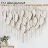 (Finished Product)Bohemian Handmade Leaf Wall Art No Drilling Handmade Craft Macrame Wall Decor Handmade Woven Leaf Tapestry for Apartment Living Room Bedroom Nursery Backdrop