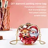 Hirsch und Weihnachtsmann DIY Diamond Painting Umh&auml;ngetasche f&uuml;r M&uuml;nzen Lippenstift Kopfh&ouml;rer