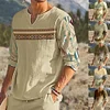 Męska swobodna koszulka z długim rękawem w stylu vintage z pejzażem