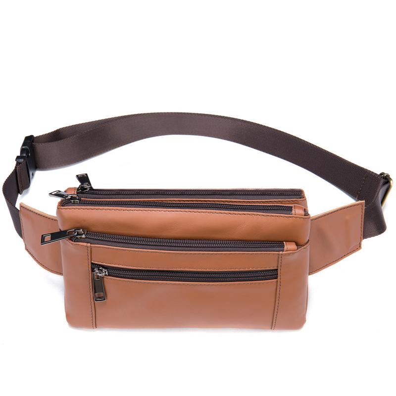 Soft Leather Casual Outdoor Fanny Bags With Large Capacity