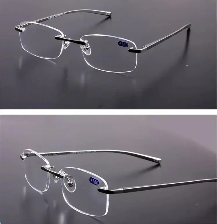Reading Glasses Men Rimless Al-mg Reading Glasses Ultra-light Spring Leg Spectacles +1 +1.5 +2 +2.5 +2.75 +3 +3.25 +3.5 +4