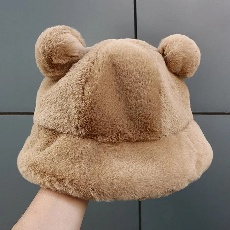 Cute Furry Bear Ears Fisherman Hat SP15198
