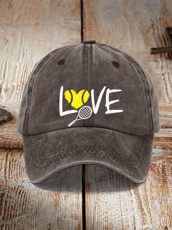 love tennis printed hat