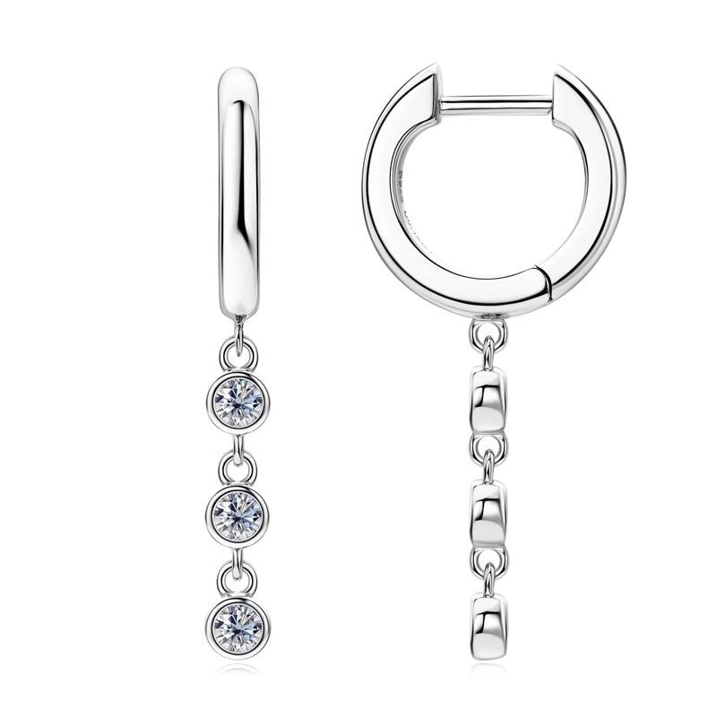 1 Pair 925 Sterling Silver Moissanite Geometric Drop Earrings