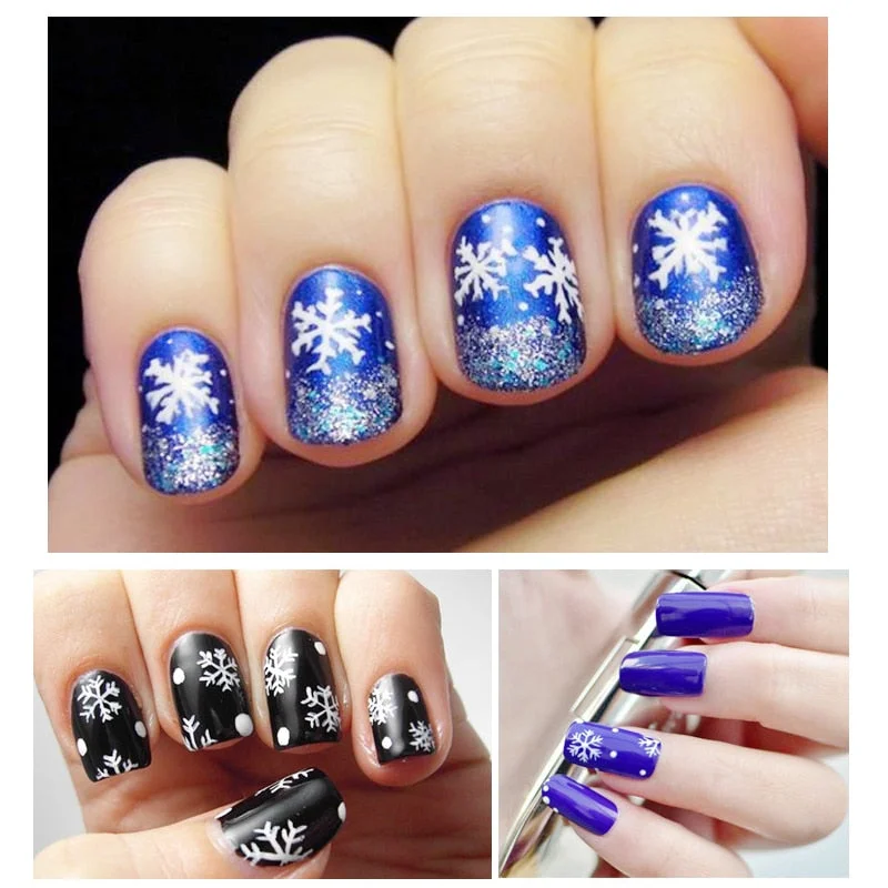 Merry Christmas 3D Elk Nail Art Decals Nail Sticker Manicure Red Laser Gold Silver White Snow Sticker for Nail Design Decoration-Nail Inspo