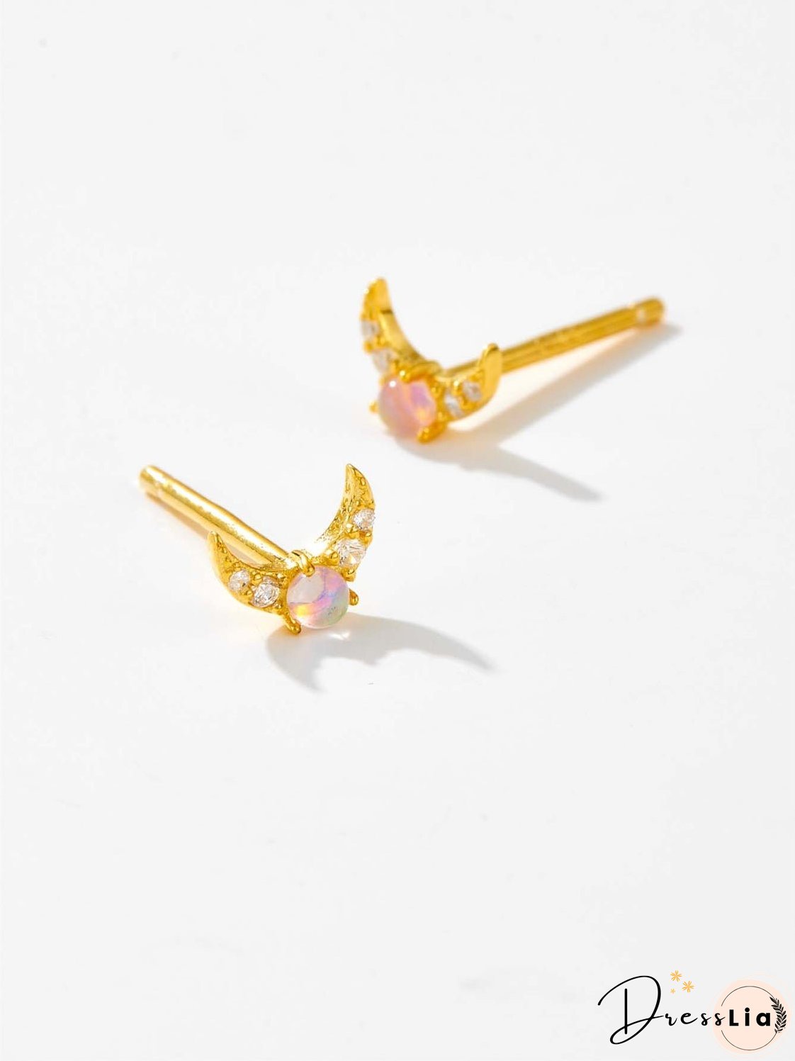 925 Sterling Silver Inlaid Zircon Moon Earrings