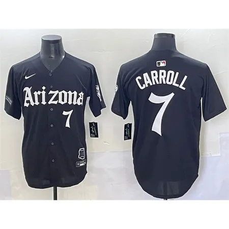 Men's Arizona Diamondbacks #7 Corbin Carroll Black "Gothic Desert Fang Edition" Vapor Premier Limited Stitched Baseball Jersey