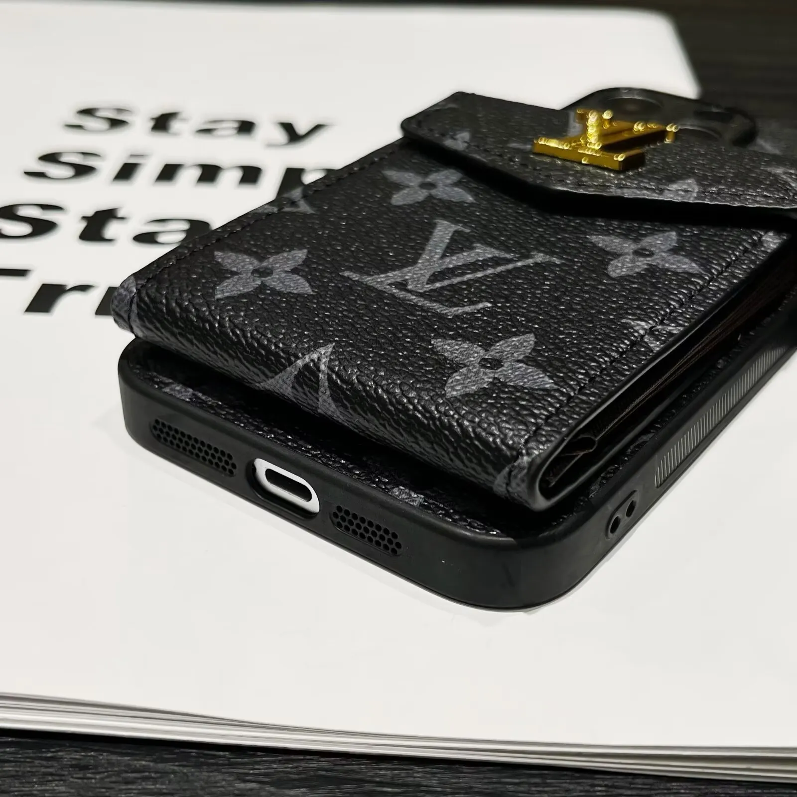 Louis Vuitton Lockme Tender Accordion Card Holder Canvas Leather Apple iPhone Case