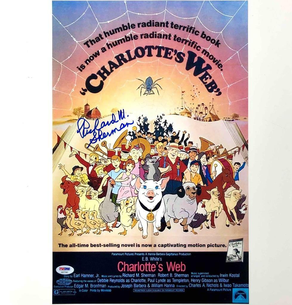 composer Richard Sherman signed Charlotte's Web 11x17 movie poster Photo Poster painting PSA COA