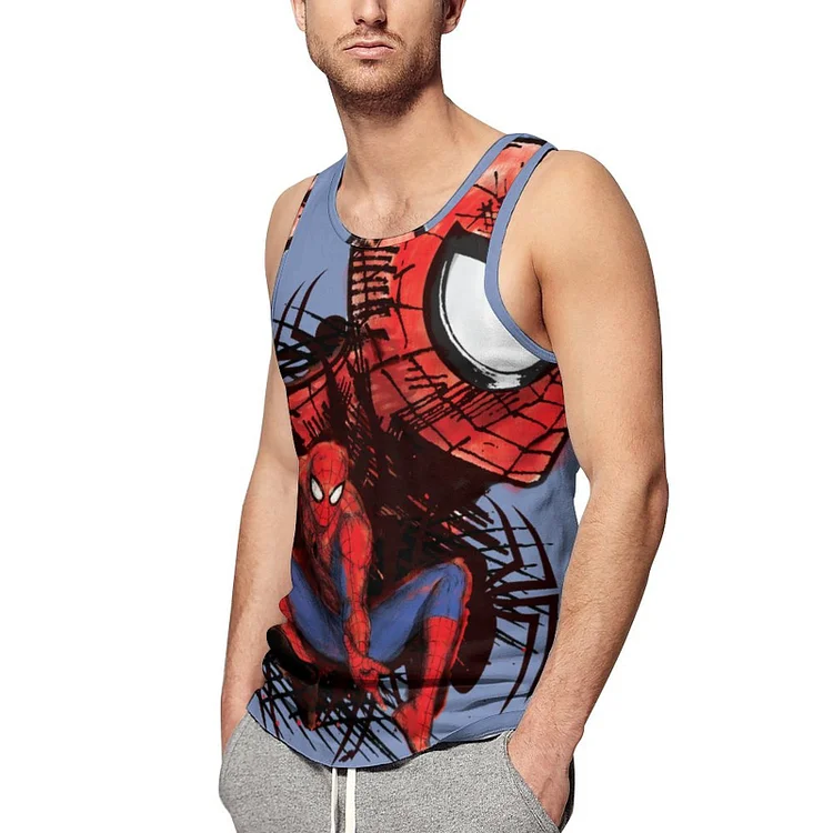 Spider Man Sketched Marker Drawing Classic Muscle Tee Mens Sleeveless Gym Workout Shirt Hola Beach Hawaiian Tank Tops - Heather Prints Shirts