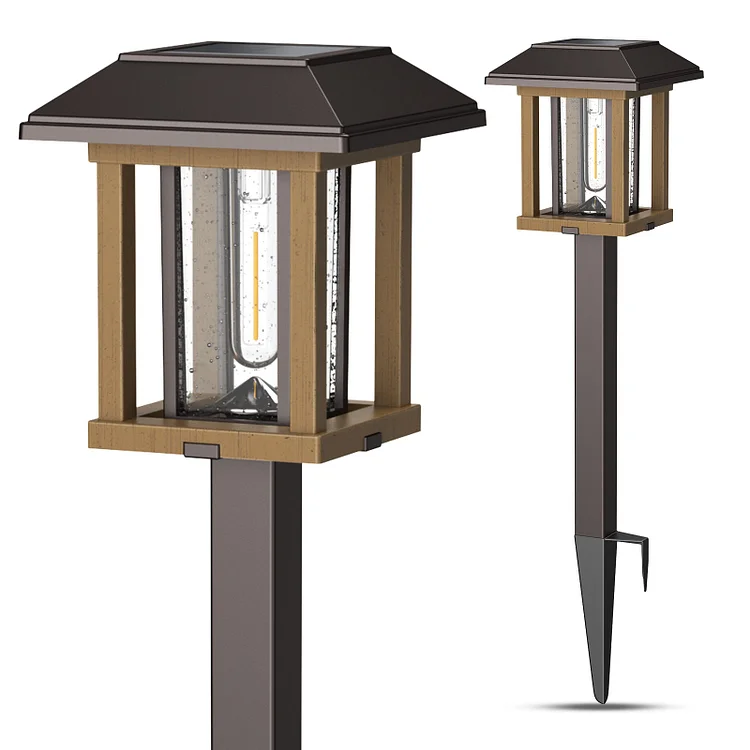 XMCOSY+ Vintage Outdoor Solar Lights Tone Bronze & Wood Tone