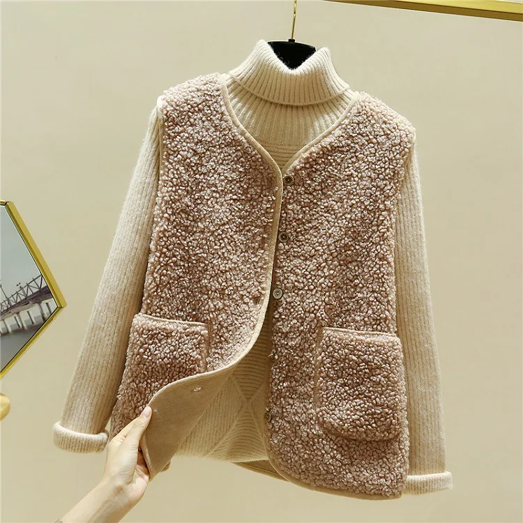 Athvotar Athvotar Plush Vest Women 2025 Autumn And Winter Short Korean Version Of The Fur Coat