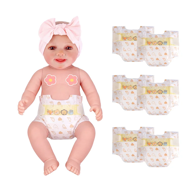 17"-22" Cute Pattern Baby Doll Diapers Babeside Baby Doll Accessories 6 Pcs