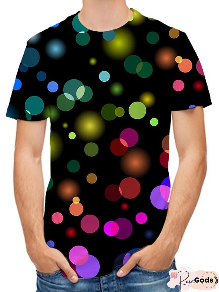 Men's 3D Graphic Print T-Shirt Daily Round Neck Black / Short Sleeve