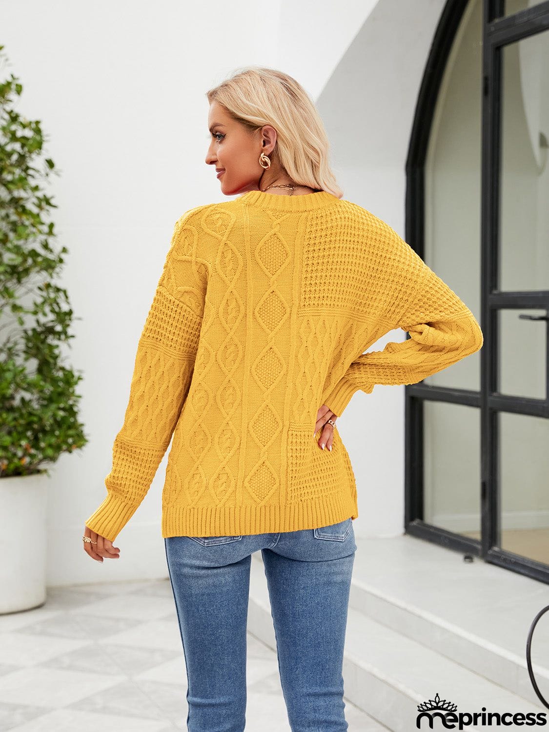 Round Neck Dropped Shoulder Sweater