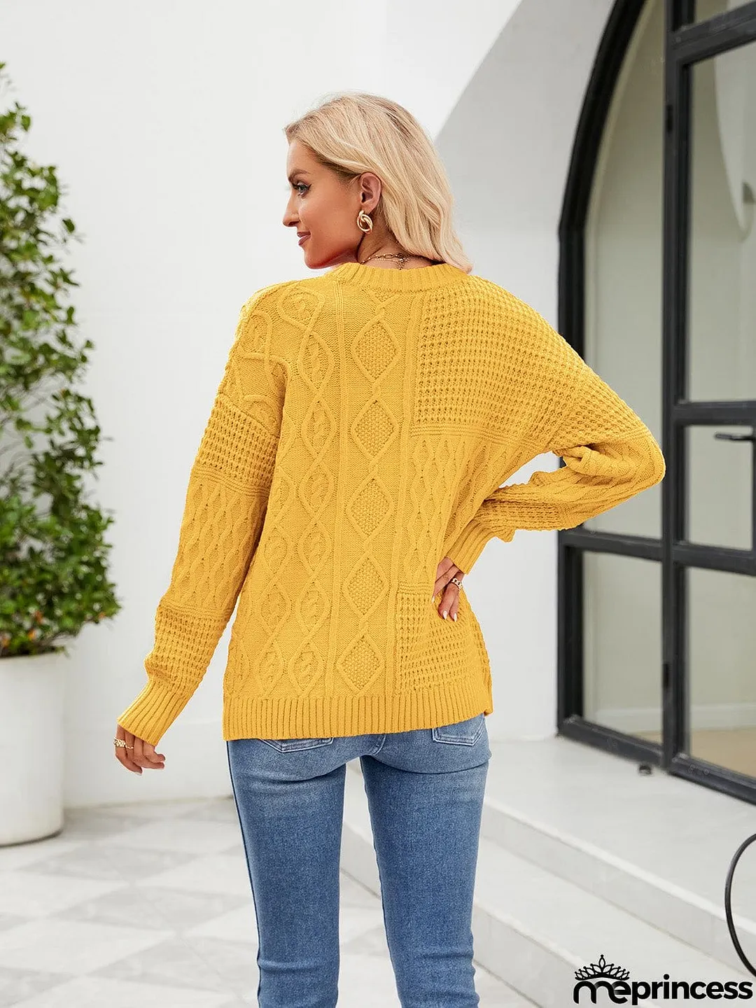 Round Neck Dropped Shoulder Sweater