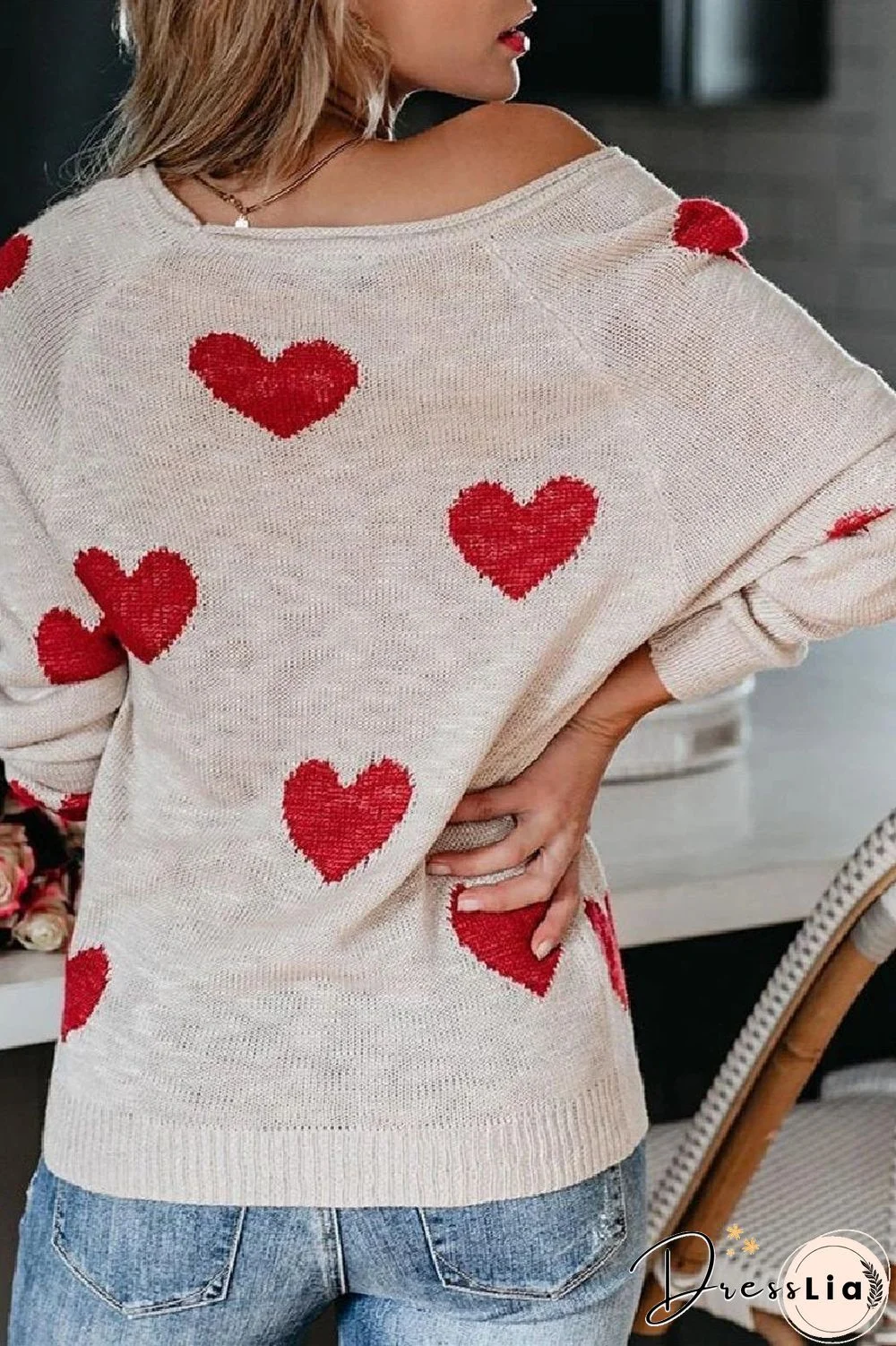 Loose V-Neck Love Knitted Sweater(5 Colors)