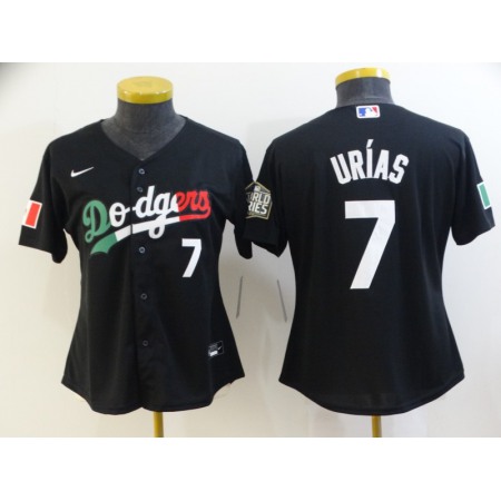Women's Los Angeles Dodgers #7 Julio Urias Black Cool Base Stitched Jersey(Run Small) A3FF