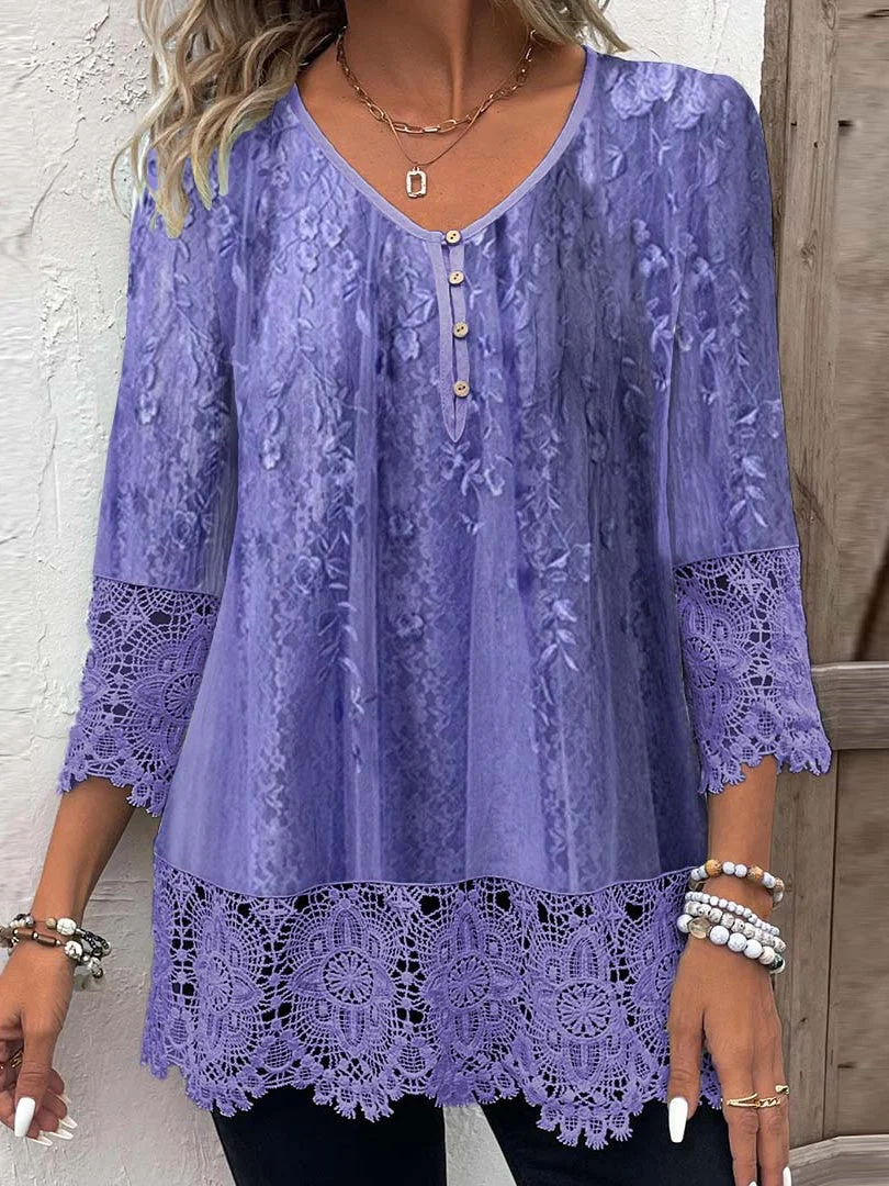 Women Half Sleeve V-neck Solid Color Dress