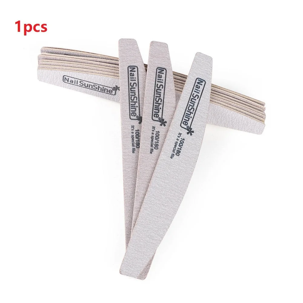 1Pc Professional Nail File Sandpaper Thick Nail Files Buffer For Manicure Sanding Half Moon Lime Nail Tools 100/180/240