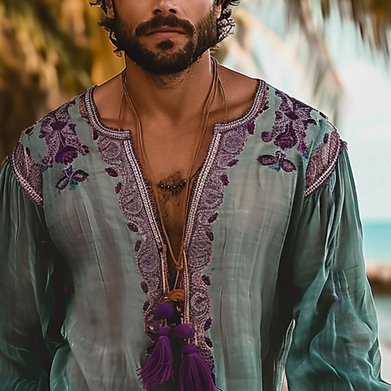 Mens Holiday N Ethnic Linen Shirt