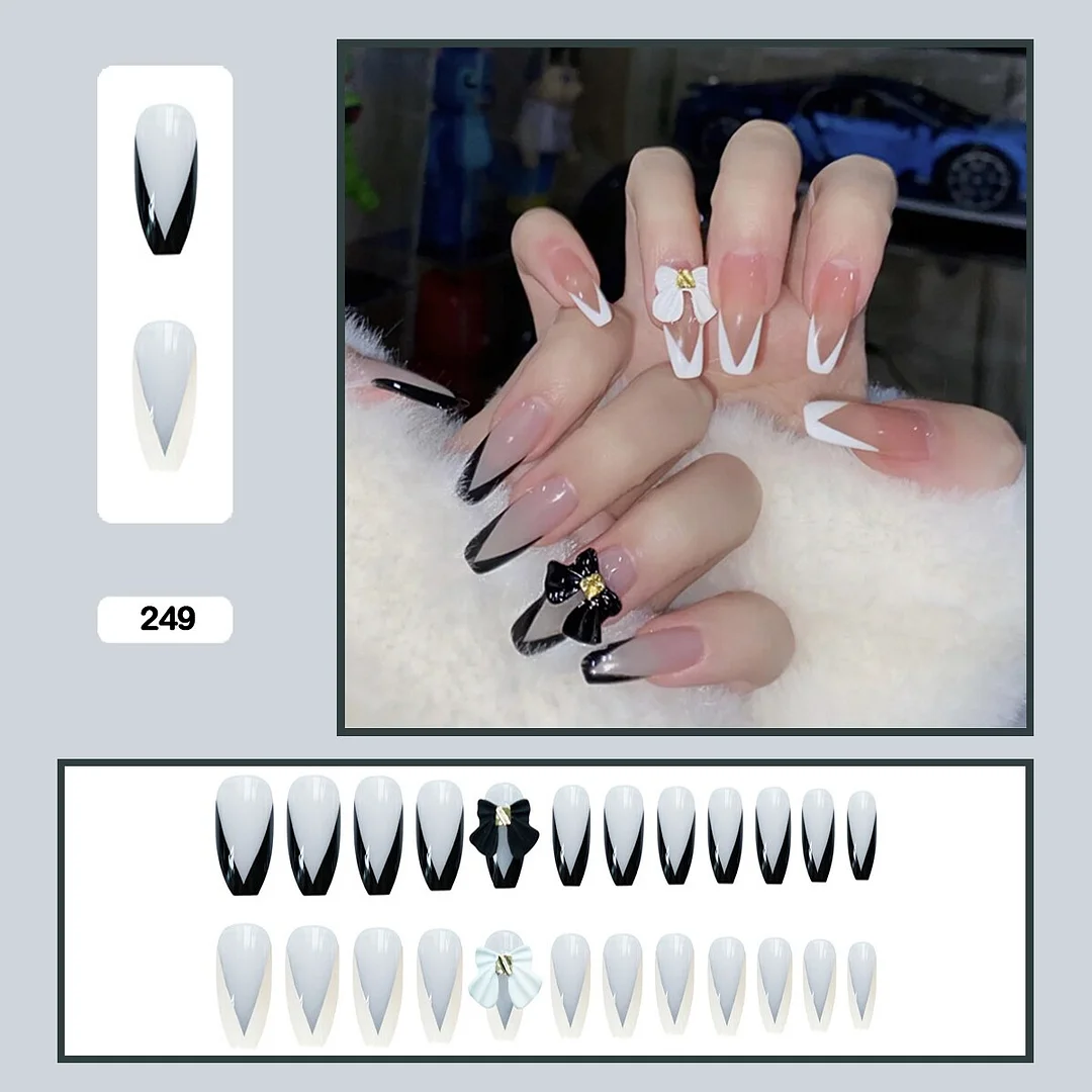 French V Simplicity Elegant Trapezoidal Wearable Fake Nails-Nail Inspo