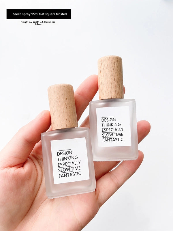 Perfume Sub-bottle High-end Portable 10 Ml Small Sample Bottle Press Bottle Glass Spray Replacement Bottle Wooden Lid Empty Bottle