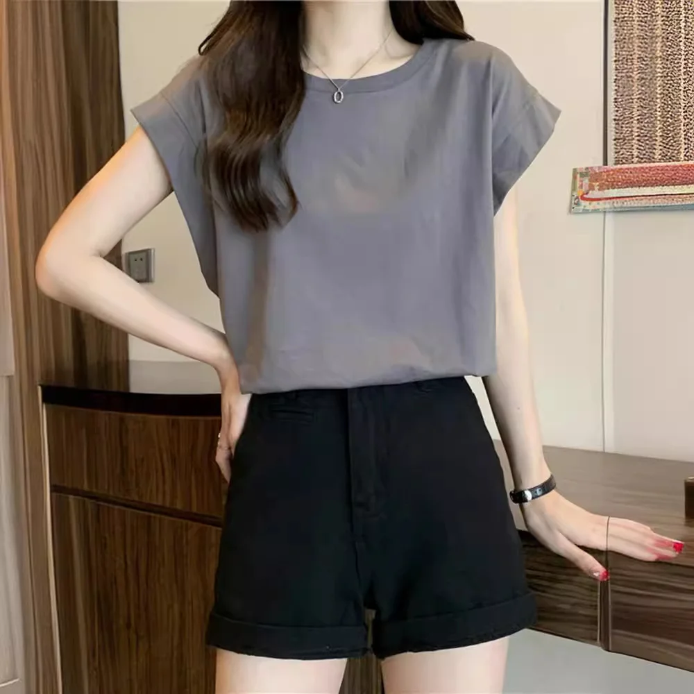 Uveng Uveng Sense Small Flying Sleeve T-Shirt Women's Summer 2024 New Loose Shirt Short-Sleeved Student Jacket Tide