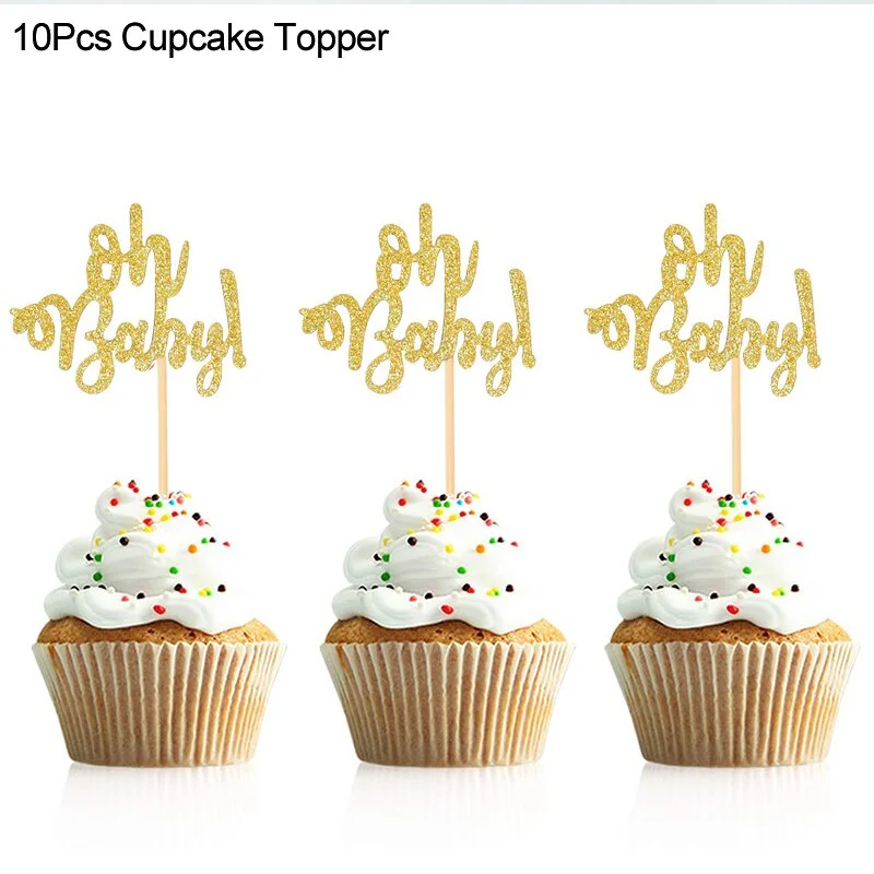 Oh Baby Gold Dot Disposable Tableware Set Boy Girl Baby Shower Favor Gender Reveal Balloon Banner Kids Birthday Party Decoration