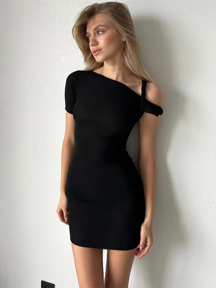 Ootddress Black Long Dress Female Slim High Waist Off-Shoulder Fashion Elegant Evening Partywear Dress Solid One-Shoulder Maxi Dress