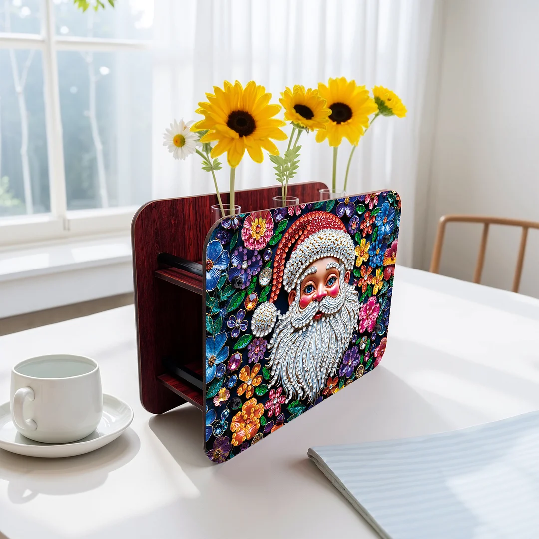 Santa Claus DIY Diamond Painting Wooden Tube Vase for Adults Gift Home Decor