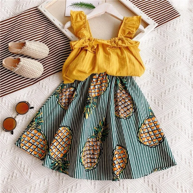 Girls Spring Summer Sling Dress Flower Wedding Dresses Solid Children Party Costumes Kids Baby Clothing 3 8Y