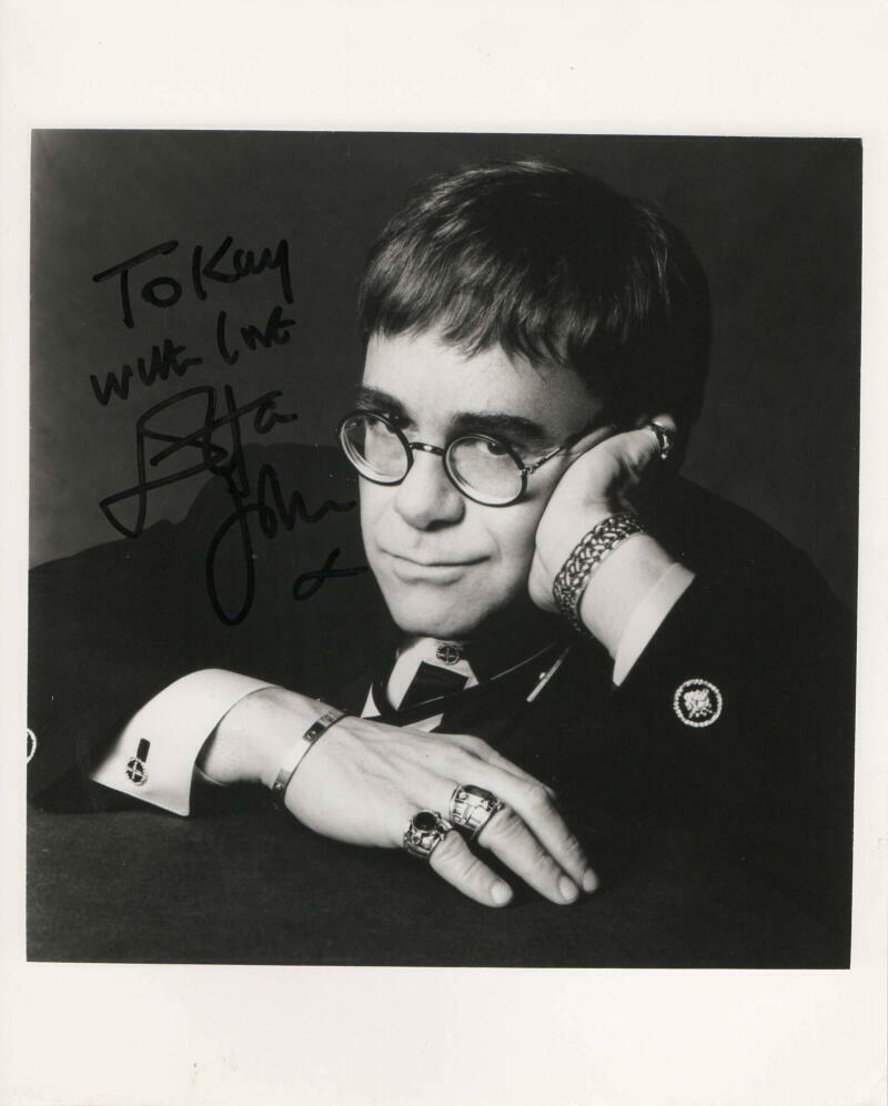 ELTON JOHN SIGNED AUTOGRAPH 8X10 Photo Poster painting TO KAY