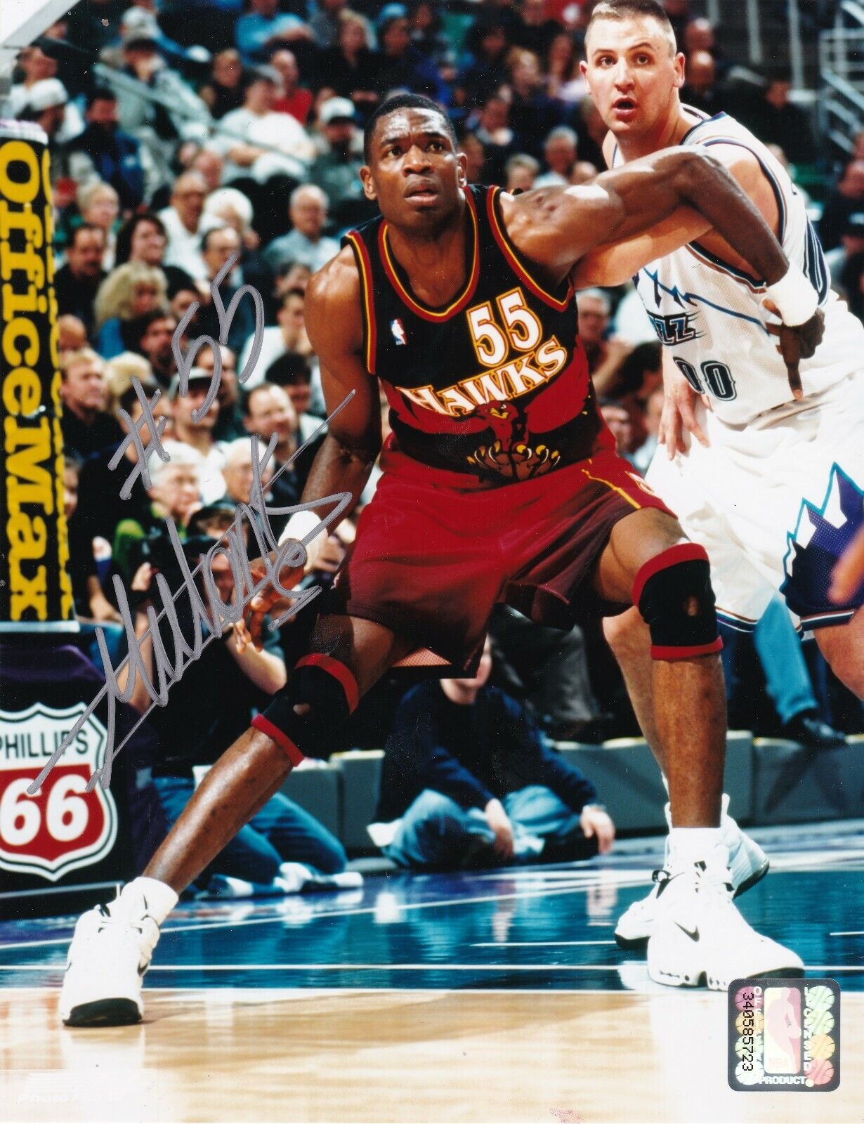 DIKEMBE MUTOMBO ATLANTA HAWKS ACTION SIGNED 8x10