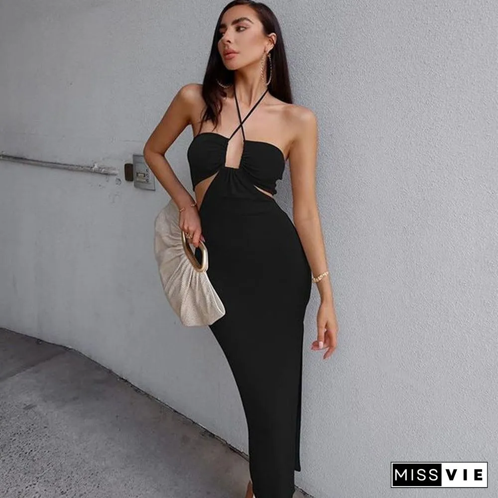Sleeveless Backless Strap Long Maxi Dress