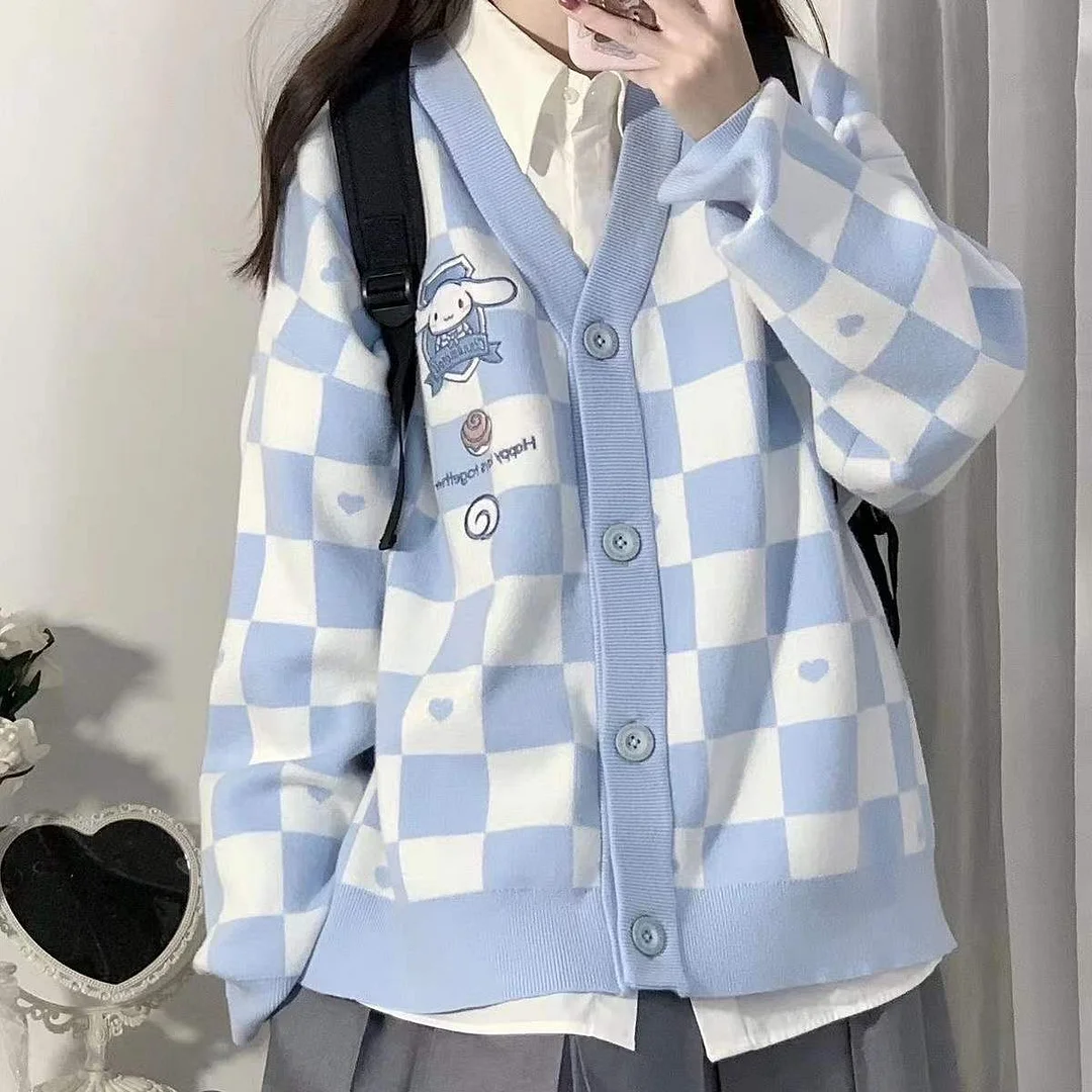 Brownm Buttoned Blue Cardigan