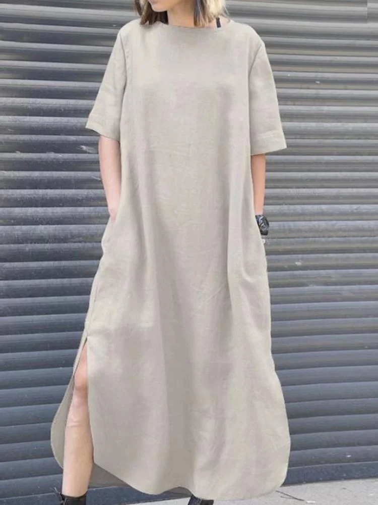 Women's Scoop Neck Short Sleeve Half Sleeve Maxi Dress