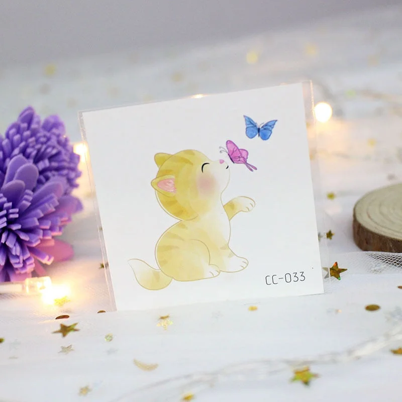 Cartoon Cat and Dog Face Stickers Tattoo Stickers Waterproof Girl/Child Cute Makeup Stickers Small Tattoo Pet Temporary Tattoos